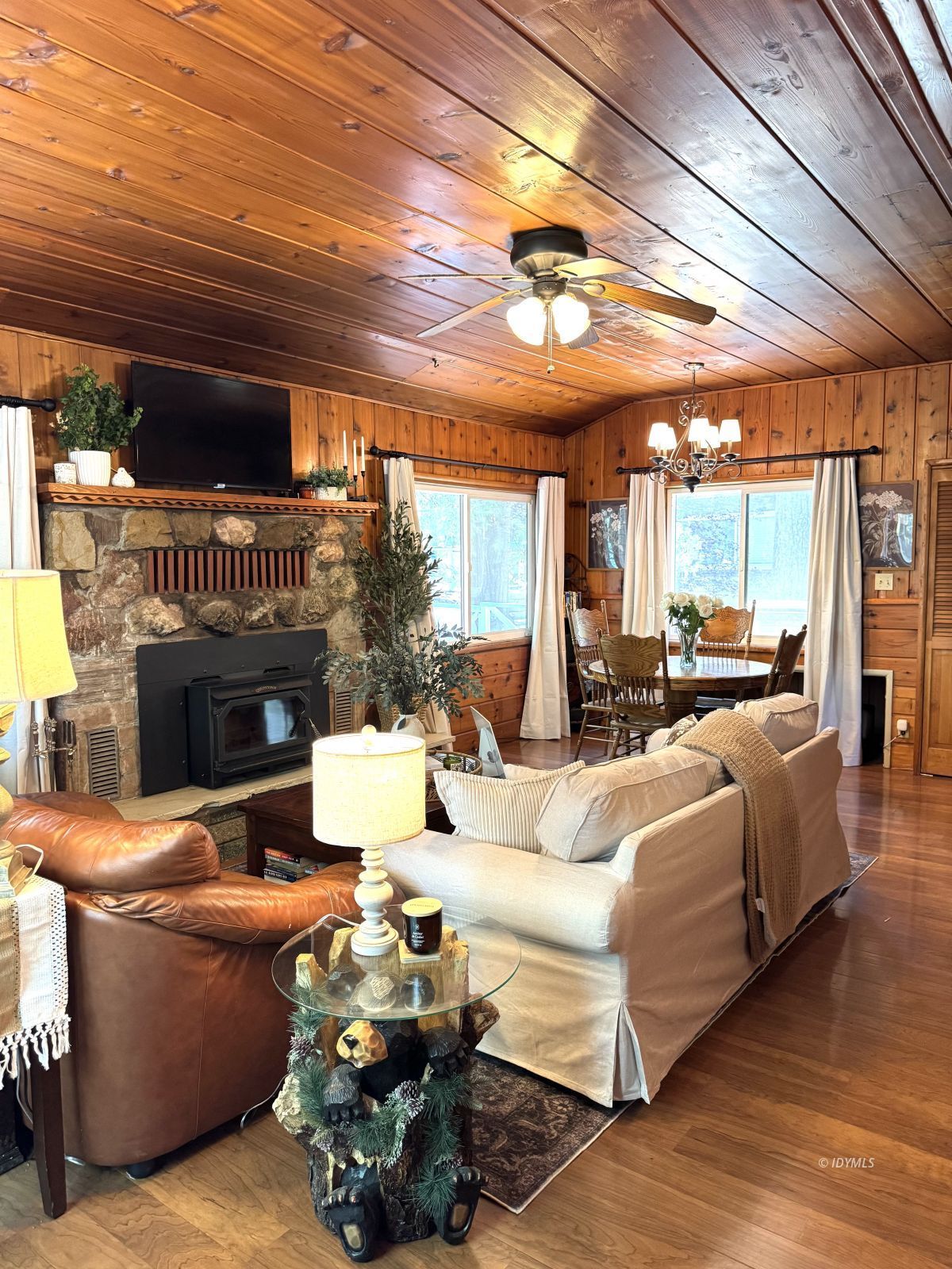 53480 Tollgate Road Idyllwild, CA 92549 - Photo 7 of 26 a living room with furniture a fireplace and a table