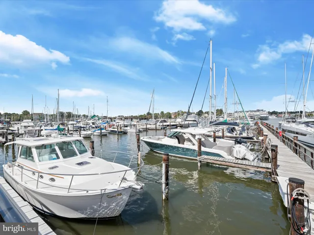 a view of a lake with boats in it