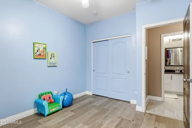 a bathroom with sink and mirror