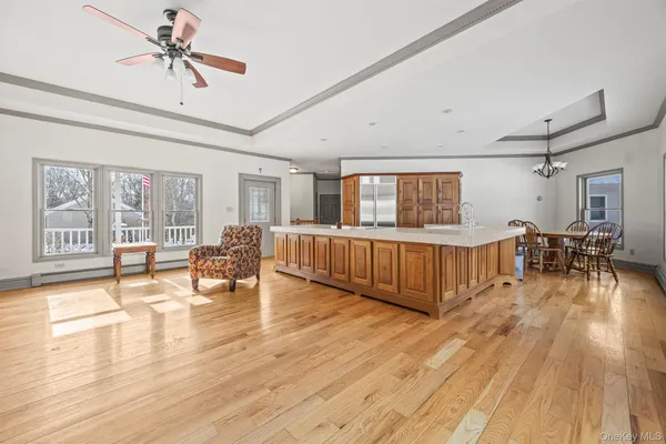 a view of gym equipment with furniture