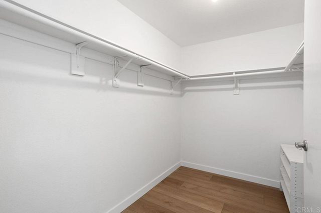 a view of an empty walk in closet
