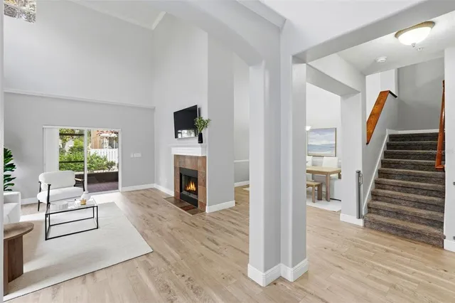 a view of a livingroom with a fireplace