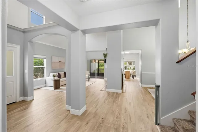 a view of a room with window and cabinet