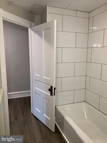 a bathroom with a bathtub