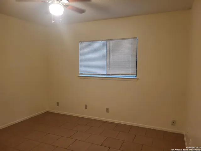 a view of a small space with a window