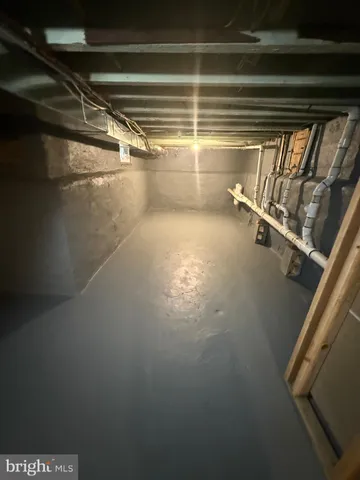 a view of a room with racks on the wall