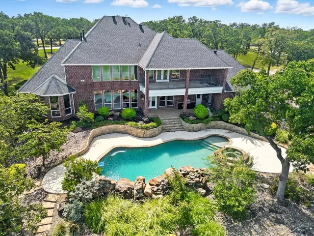 an aerial view of a house