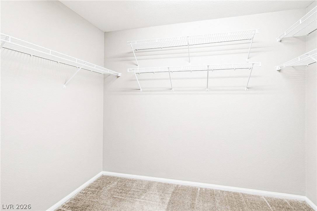 2834 Turnstone Ridge Street Henderson, NV 89044 - Photo 12 of 22 Ample wire shelving and soft carpeting define this functional walk-in closet space.
