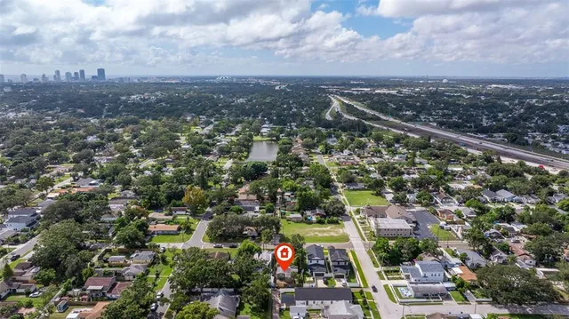 an aerial view of a city with lots of residential buildings