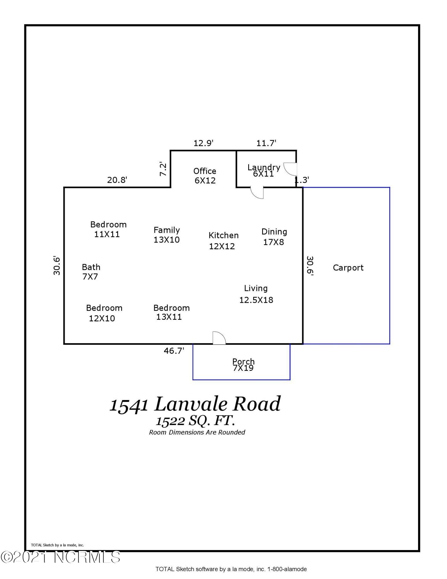 1541 Lanvale Road Leland, NC 28451 - Photo 37 of 37 Floor Plan Measurements