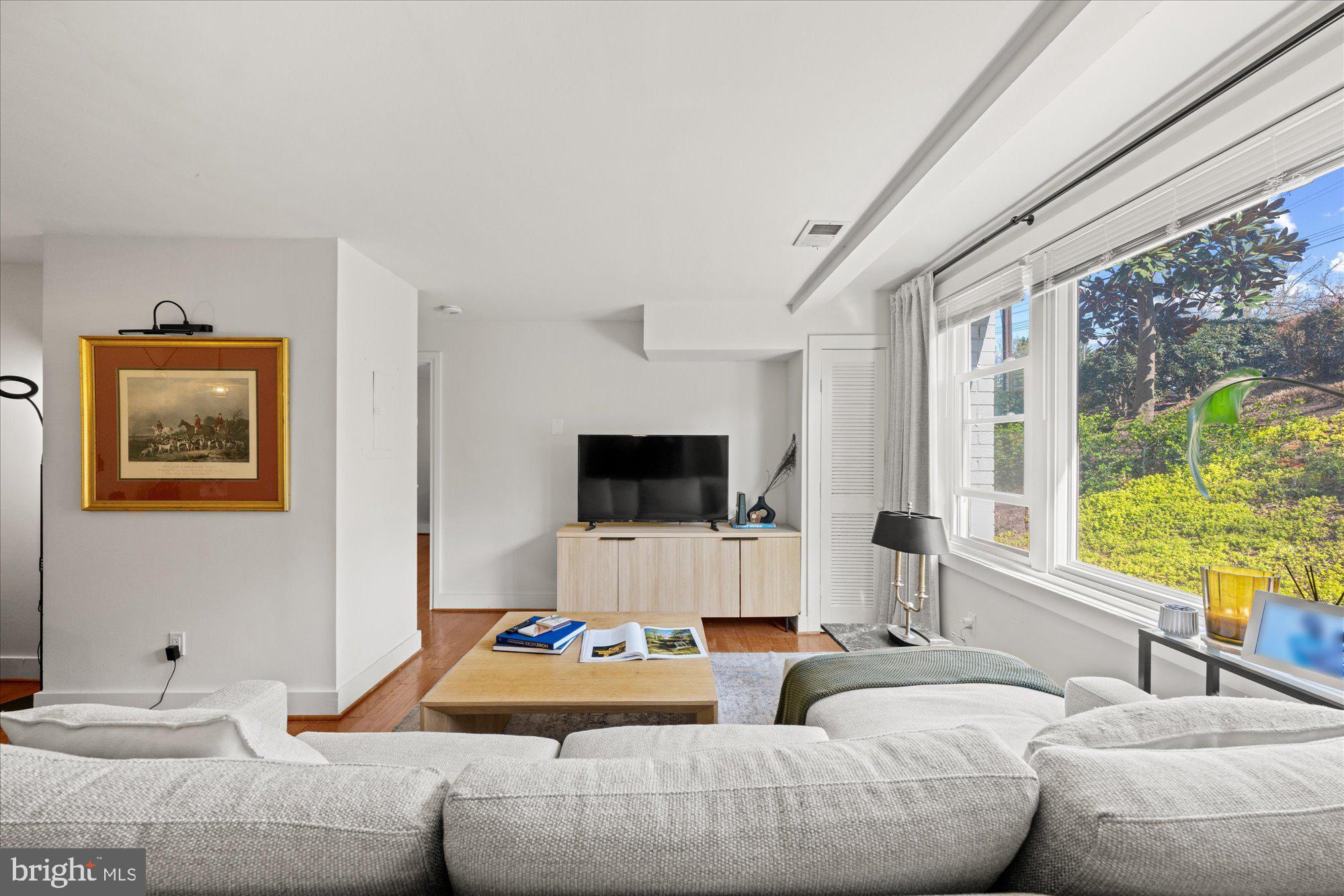 4840 MacArthur Boulevard Northwest, Unit 301 Washington, DC 20007 - Photo 10 of 24 a living room with furniture and a flat screen tv