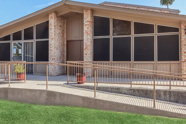 a view of a house with a small window