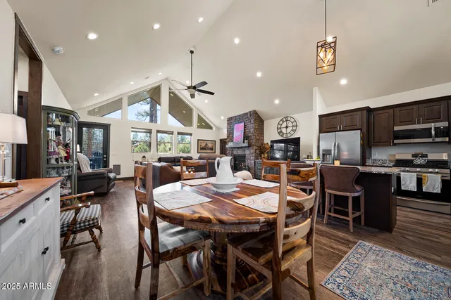 a view of a dining area with furniture