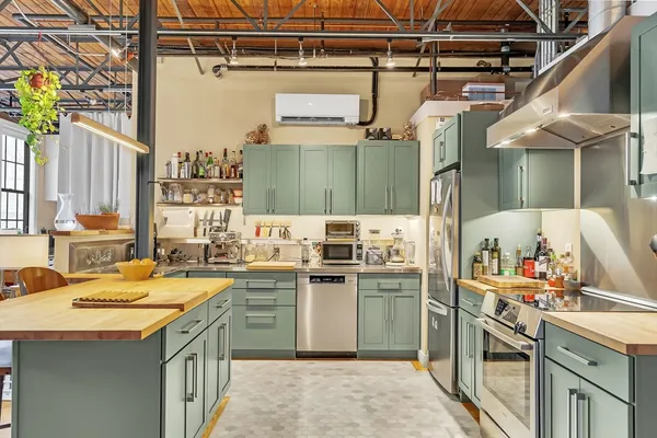 a kitchen with lots of counter top space