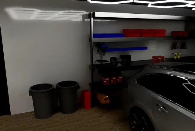 a kitchen with a refrigerator and a stove