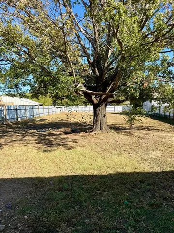 a view of a yard with an trees