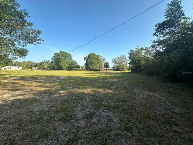 a view of a big yard with an trees