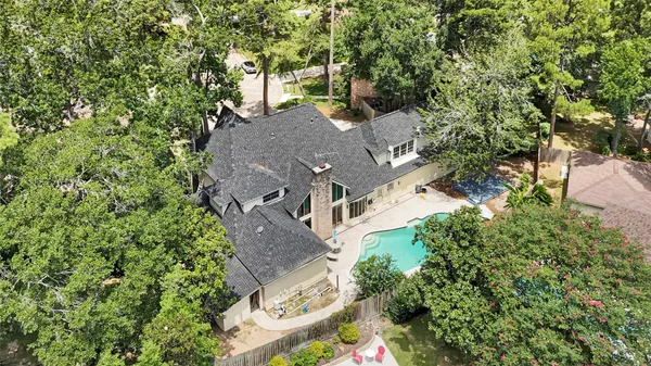 an aerial view of a house