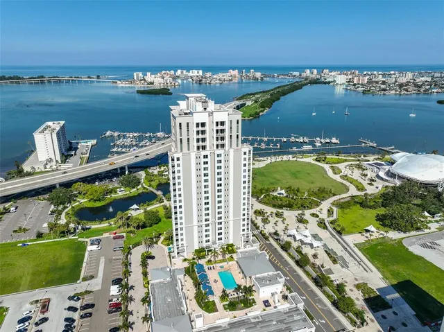 a view of a city with ocean