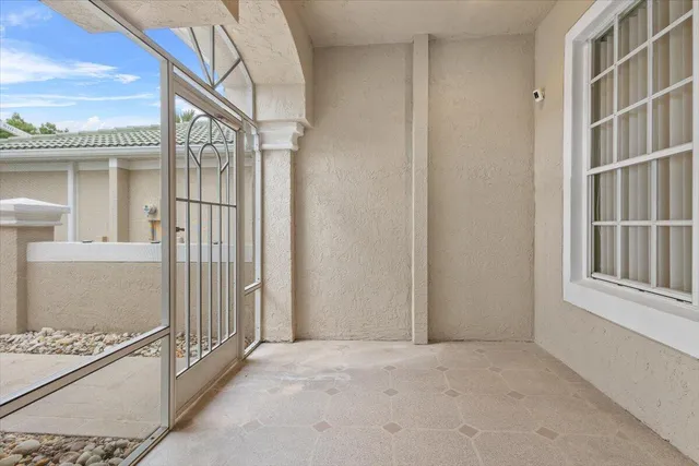 a view of an entryway with a window