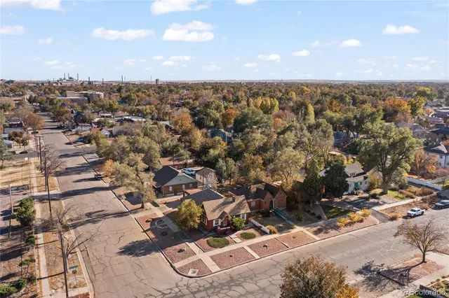 an aerial view of a city