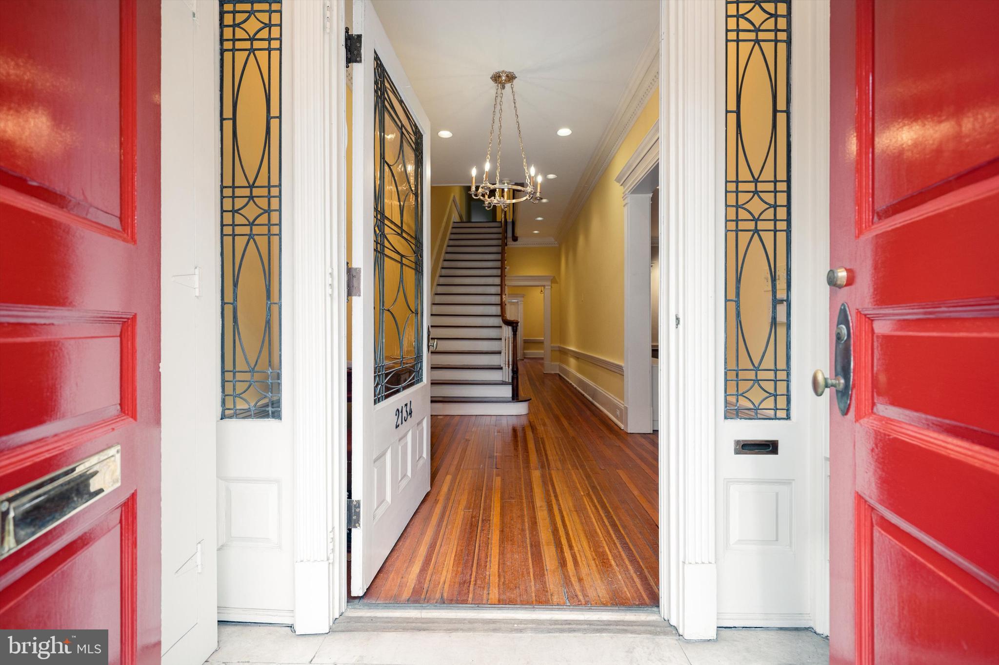 2134 R Street Northwest Washington, DC 20008 - Photo 3 of 36 Original Inner Door with Leaded Glass Tracery