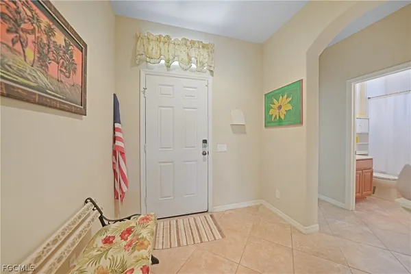 a view of front door with furniture