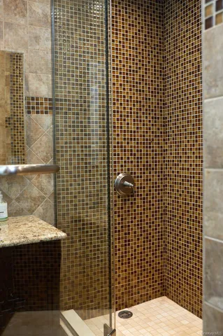 a bathroom with a shower