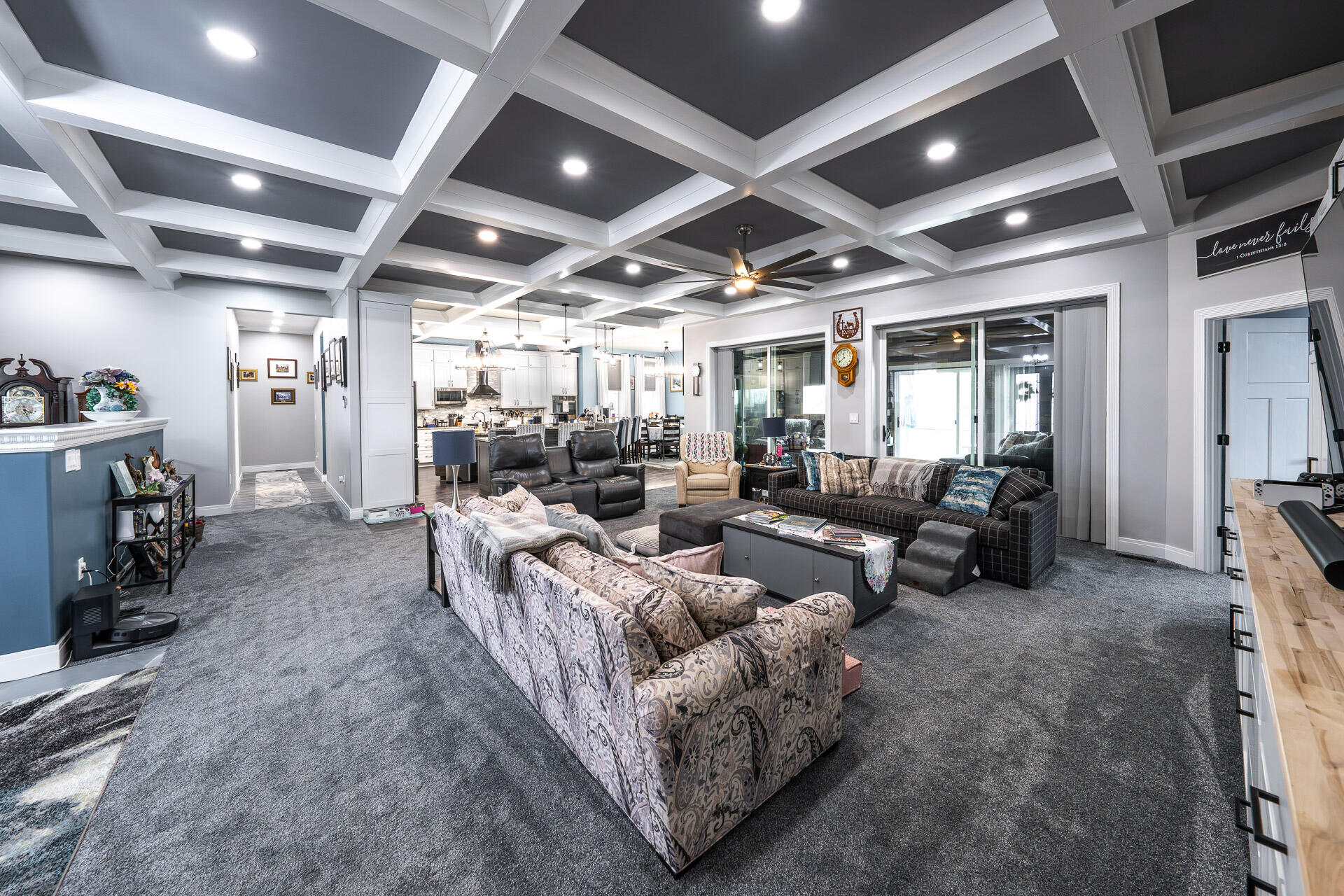 2578 Back Road Lyons, WI 53147 - Photo 9 of 46 Great Room with Coffered Ceilings