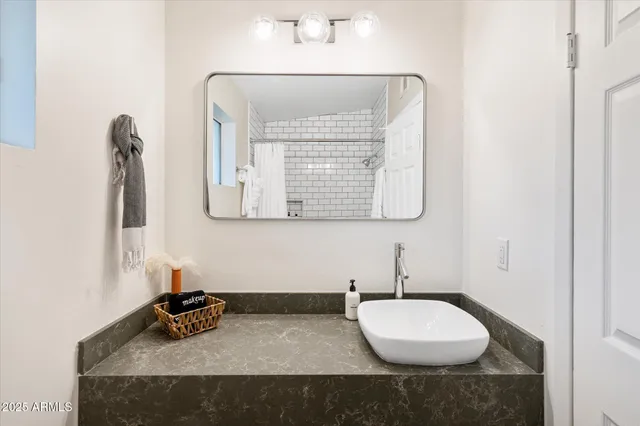 a bathroom with a bathtub