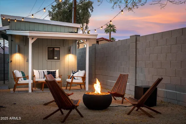 a view of outdoor space with seating area