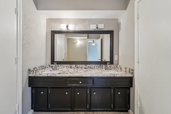 a bathroom with a bathtub
