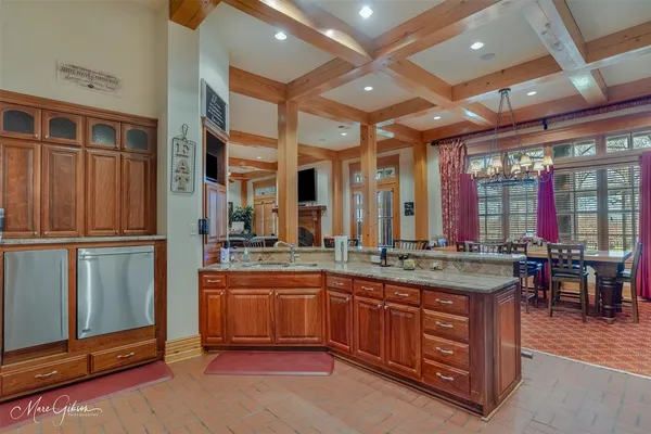 a kitchen with lots of counter top space