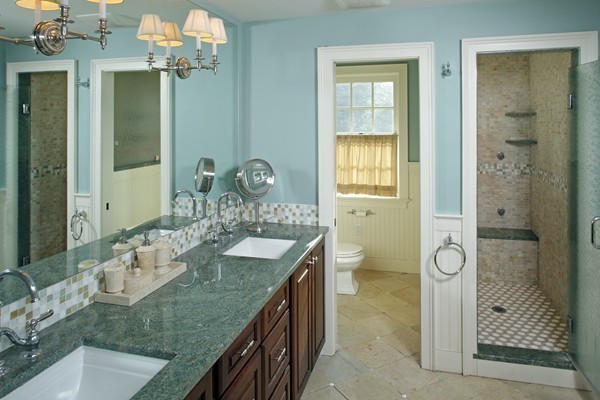 269 High Street Hingham, MA 02043 - Photo 18 of 29 a bathroom with a granite countertop sink a toilet and shower