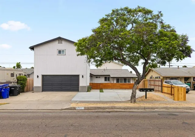 front view of a house with a street