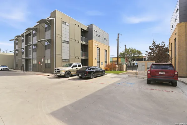 a car parked in front of a building