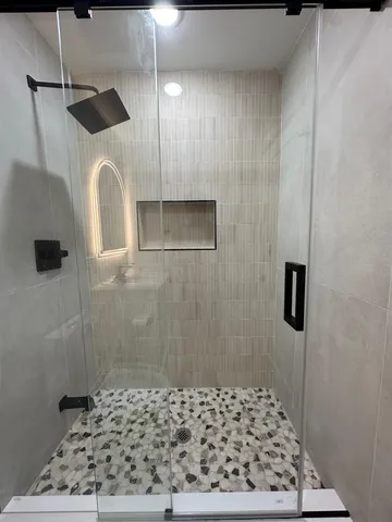 a bathroom with a shower