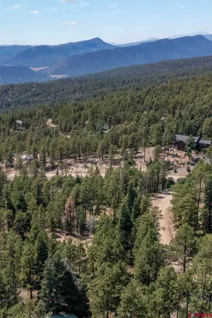a view of a house with a mountain and a forest