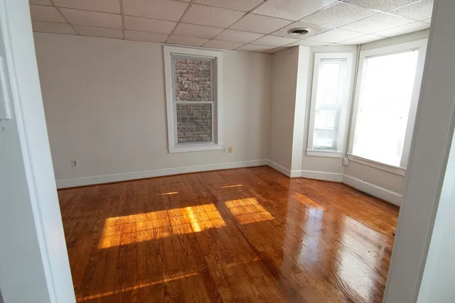 an empty room with windows