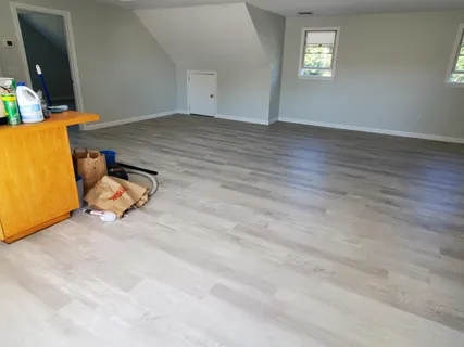 an empty room with windows