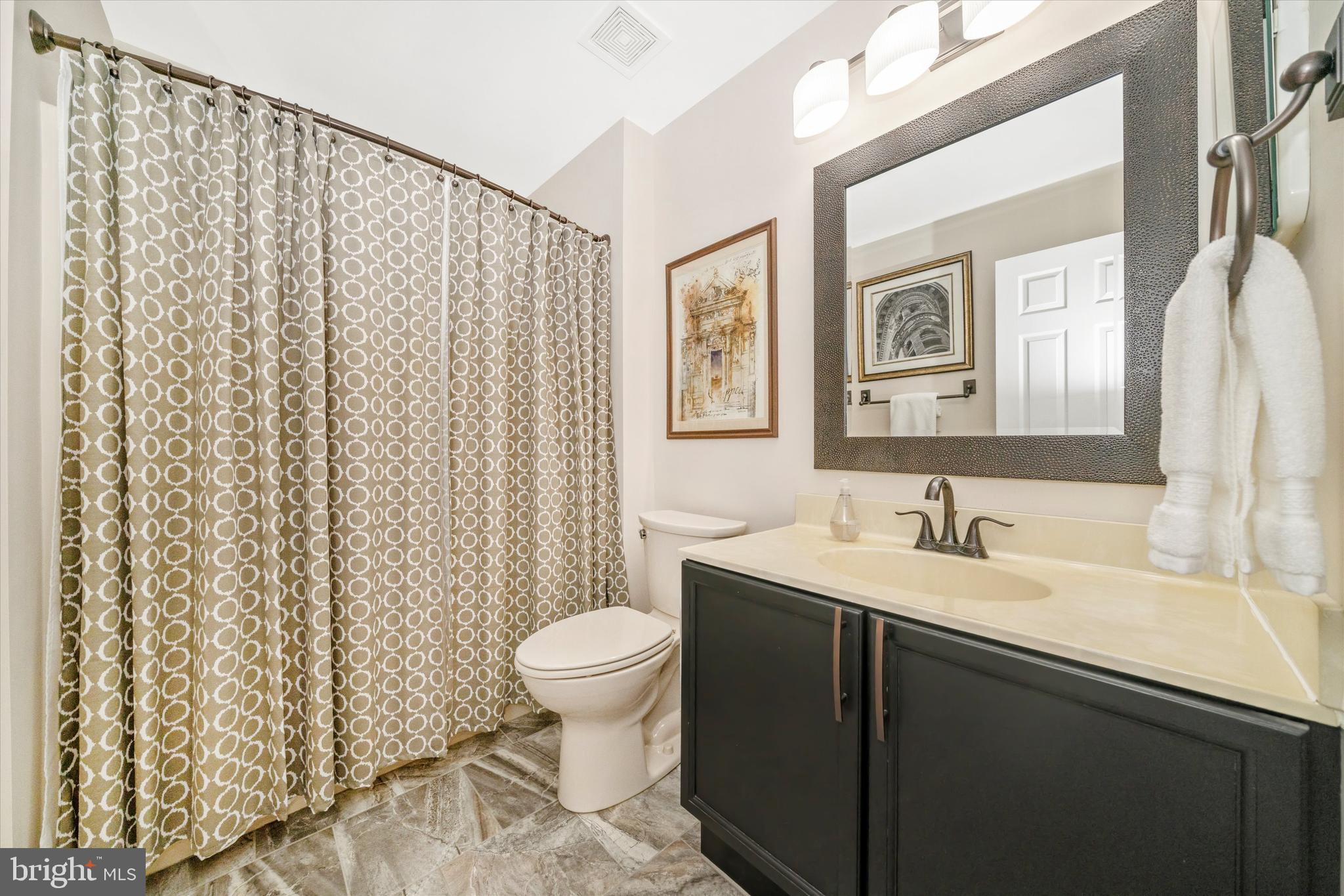 8321 Jordan Valley Way Frederick, MD 21702 - Photo 37 of 75 a bathroom with a sink a toilet and shower curtain