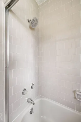 a bathroom with a bathtub