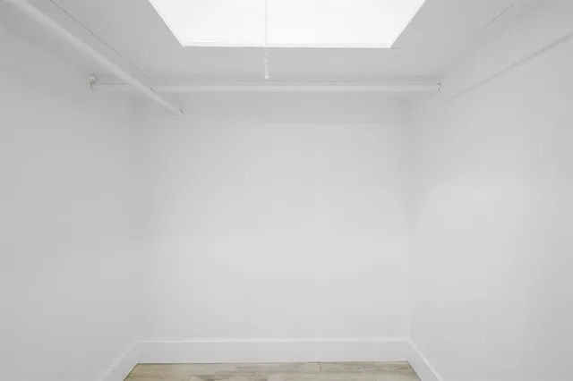 a view of small space with racks on the wall