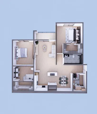 a front view of a building with a road