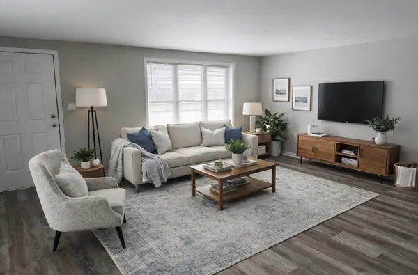 a living room with furniture and a flat screen tv