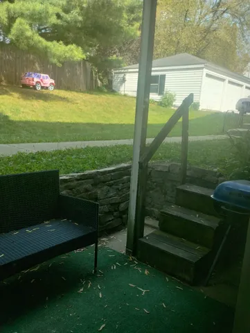 a view of a lake from a yard