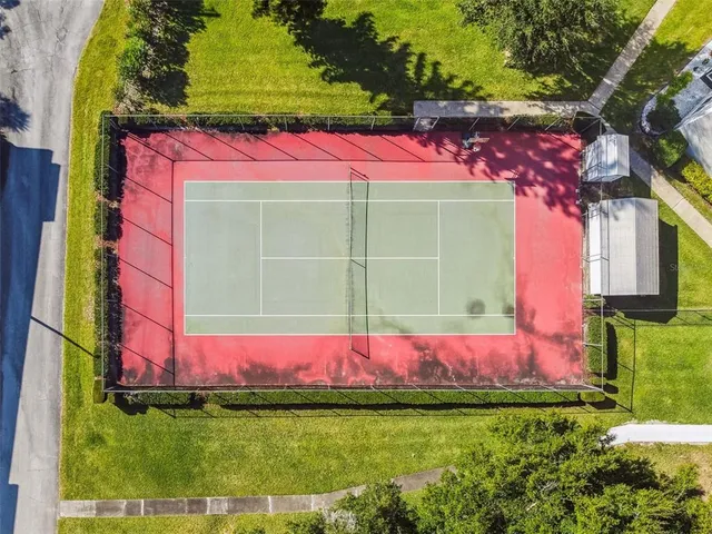an aerial view of swimming pool