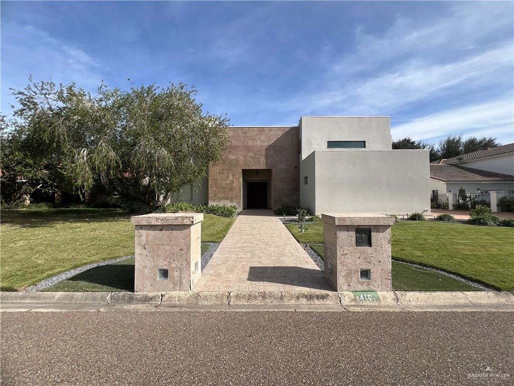 an outdoor space with seating