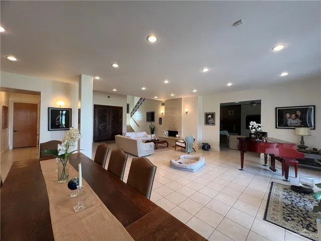 a view of a large room with a large window