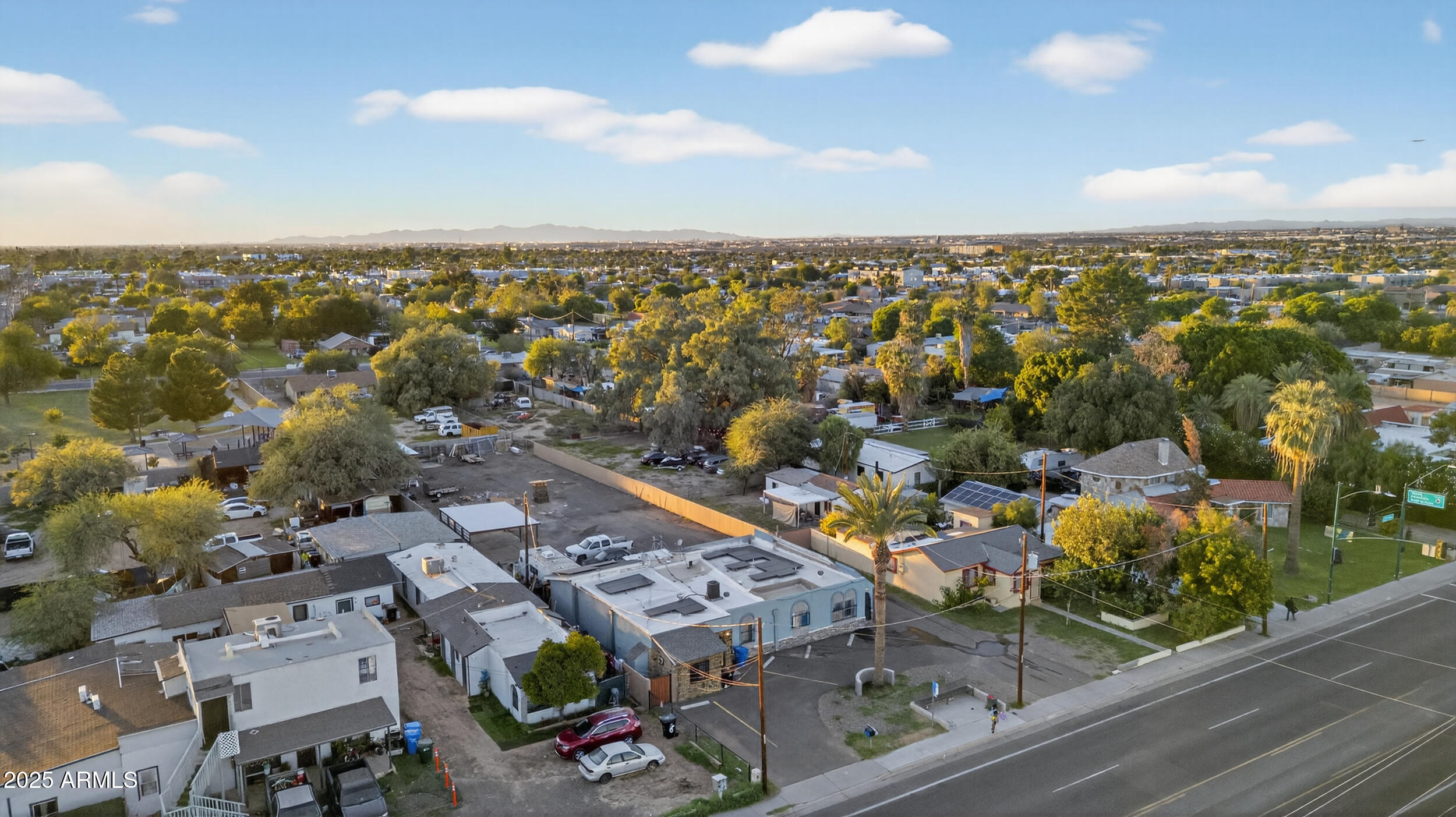 an aerial view of multiple house